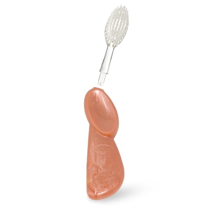 RADIUS Toothbrush Big Brush with Replaceable Head, Right Hand, Soft in Coral Sparkle, BPA Free and ADA Accepted, Designed to Improve Gum Health and Reduce The Risk of Gum Disease