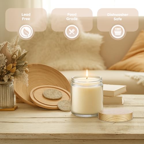 8 oz Glass Jars with Lids, 12 Pack Small Glass Jars with Plastic Woodgrain Lids, Lotion Container Empty Cosmetic Travel Containers for Sample, Cream, Lotion, Honey, Powder - color: Clear-Woodgrain Lids, size: 8 Ounces