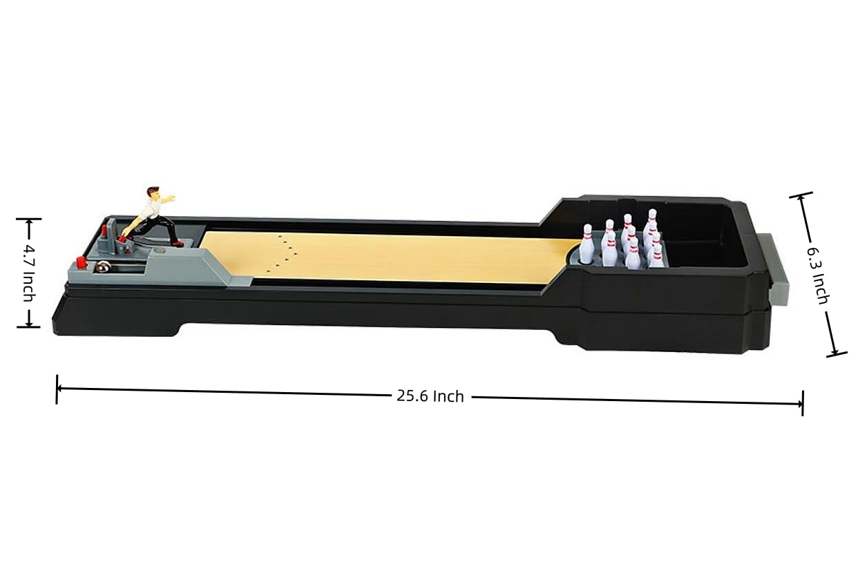 Trisquirrel Table Bowling Game, Tabletop Bowling Alley, 10 Pins Mini Bowling Set Toy for Kids & Adults, Perfect for Home, Office and Party