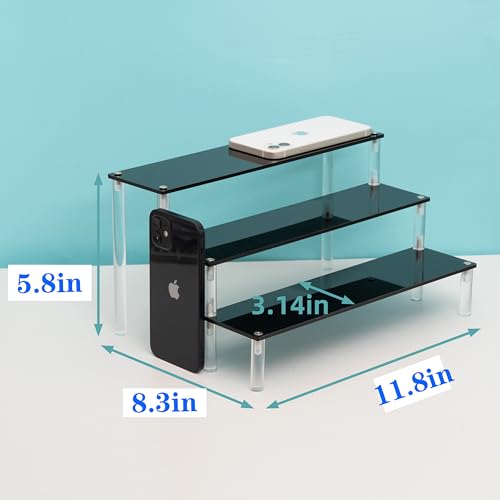3 Tier Black Acrylic Display Riser Cupcake Stand Display Shelf for Decoration, Collection, Makeup - size: 3 tier