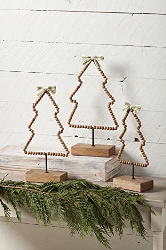 Mud Pie, 15" x 8" Beaded Christmas Tree Sitter, Large, Brown