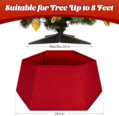 EverMerry Christmas Tree Skirt 26?€??€? Christmas Tree Skirts Collar Stand, Foldable Christmas Tree Ring for Artificial Trees Christmas Tree Decor Base Cover & Holiday Decor & Party, Red