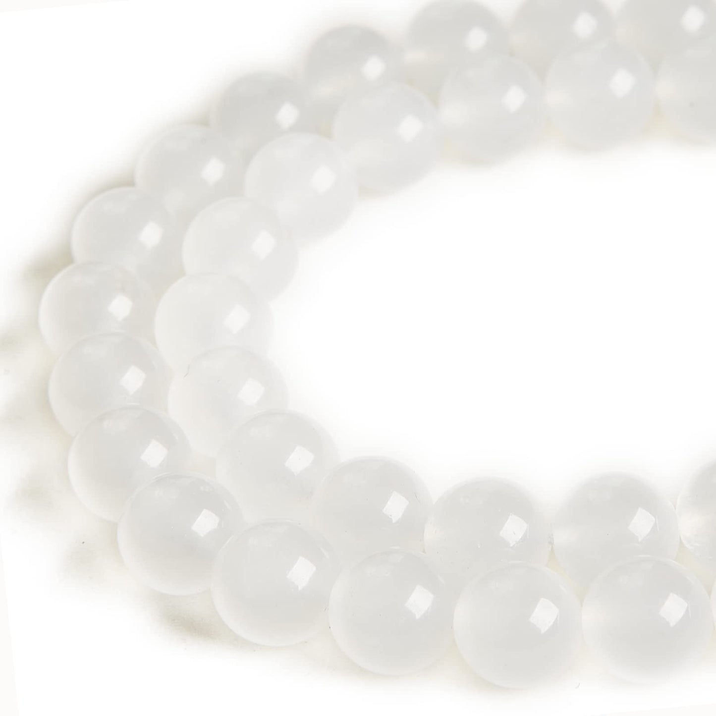 35pcs 10mm Natural White Jade Beads Gemstone Beads Round Loose Beads for Jewelry Making