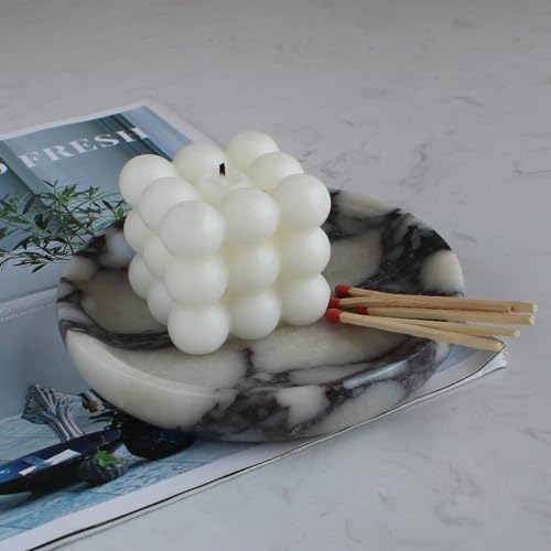 Nawgnail Natural Travertine Marble Jewelry Dish 5.5", Trinket Dish for Ring Earring, Gift for Woman Daugther(Calacatta Viola) - color: Calacatta Viola