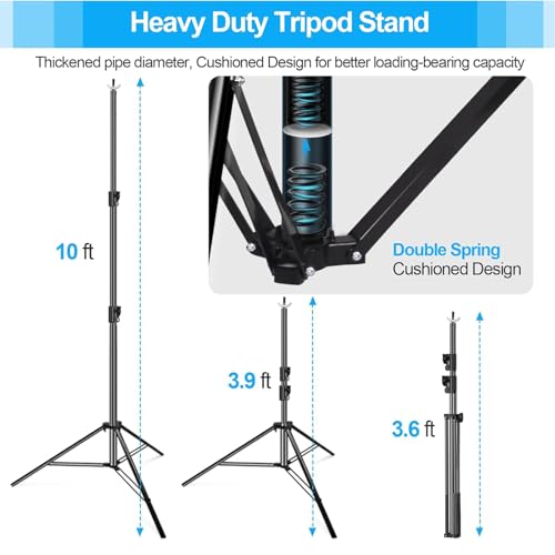 EMART Heavy Duty Backdrop Stand, 10 x 10ft Adjustable Photo Background Support System Kit with Carry Bag for Photography - size: 10x10ft
