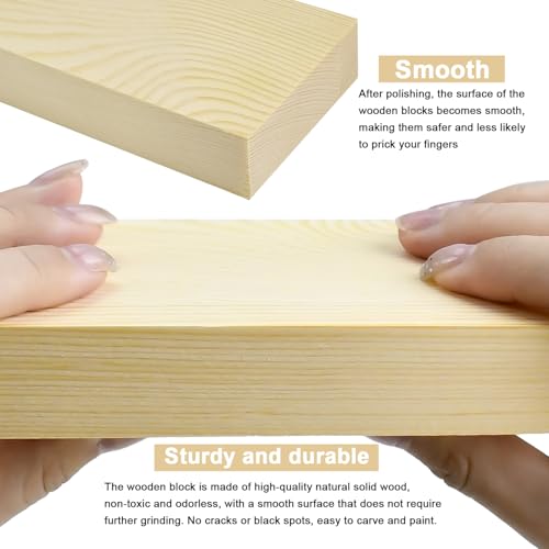 3X8X1 Inch Solid Wood Carving Blocks, 4 Pcs Wooden Art Block, Unfinished Wood Blocks for Art and Crafts DIY Carving Whittling for Adults Beginner Experts - size: 3x8x1 Inch
