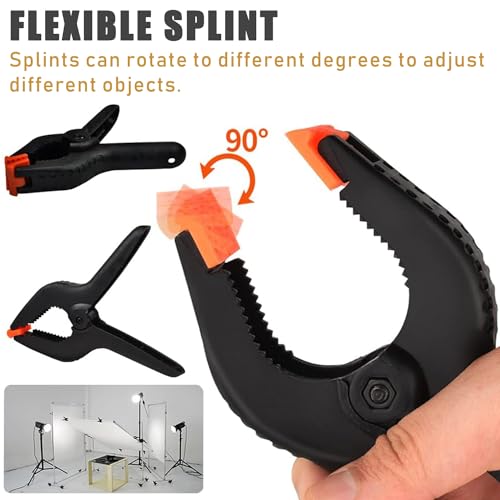 24 PCS 3.5" Heavy Duty Plastic Spring Clamps, Black Spring Clips for Backdrops, Craft Projects, Woodworking, Photography and Display Stands - size: 3.5in-24P
