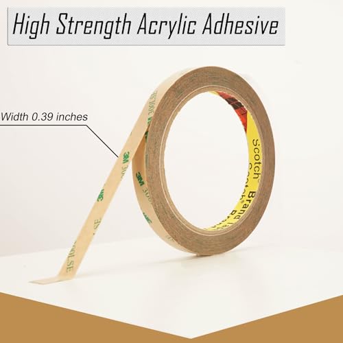 3M Double Sided Tape Heavy Duty Made of 300LSE 0.39"×36Ft Clear Mounting Tape Removable for Electronics Scrapbook LED Poster Art Craft - size: 0.39"×36Ft