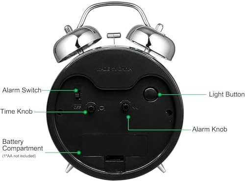AYRELY?? Super Loud Alarm Clock for Heavy Sleepers Adults, Metal 4.5 Inches