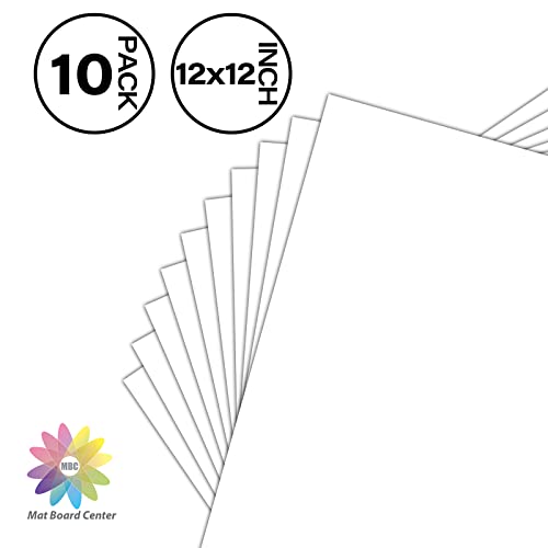 Mat Board Center, 10 Pack 12x12 White Backing Boards, Cardboard for Arts, Prints, Frames, Photos and More - size: 12x12