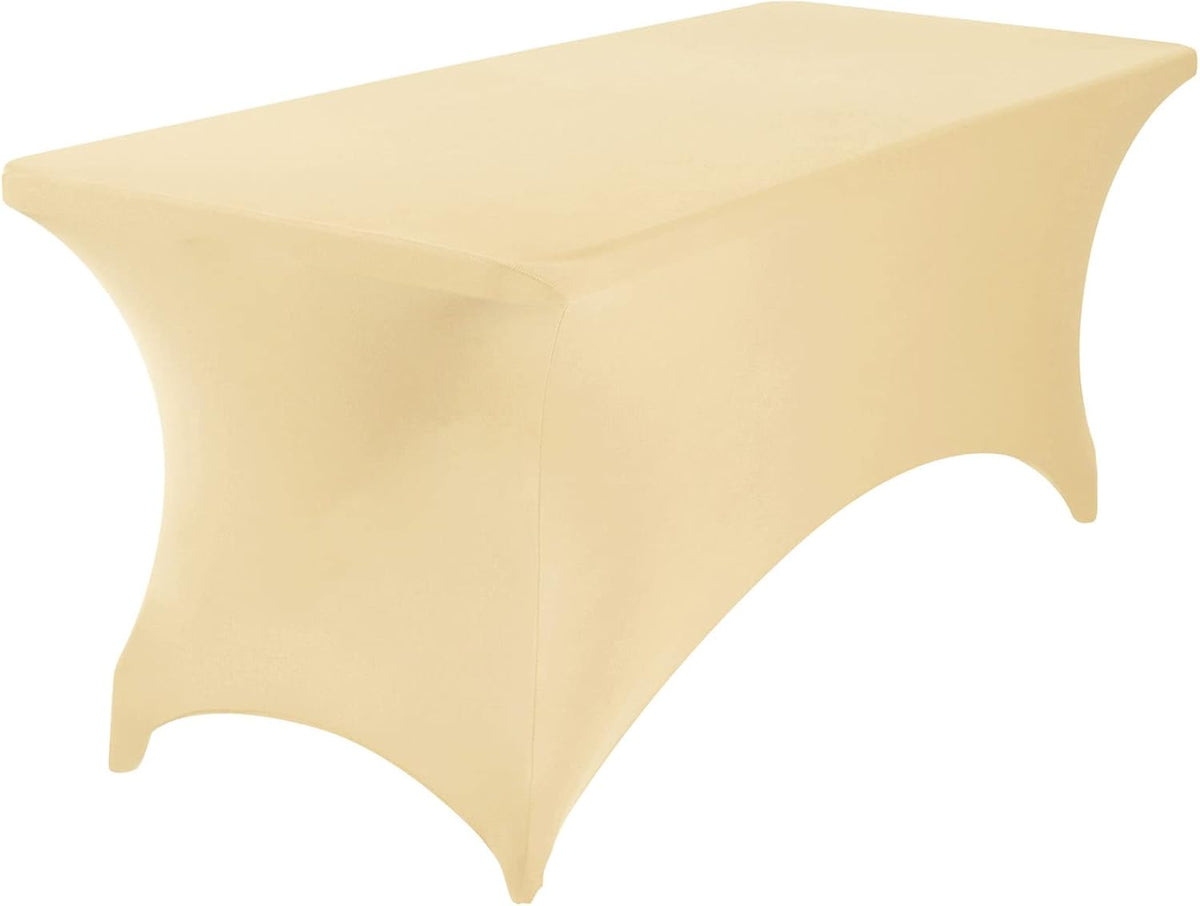 2Pack Spandex Waterproof Table Covers 6ft，Spandex 6ft Waterproof Table Cover for Party,Wedding, Banquet, and Events(Champagne)