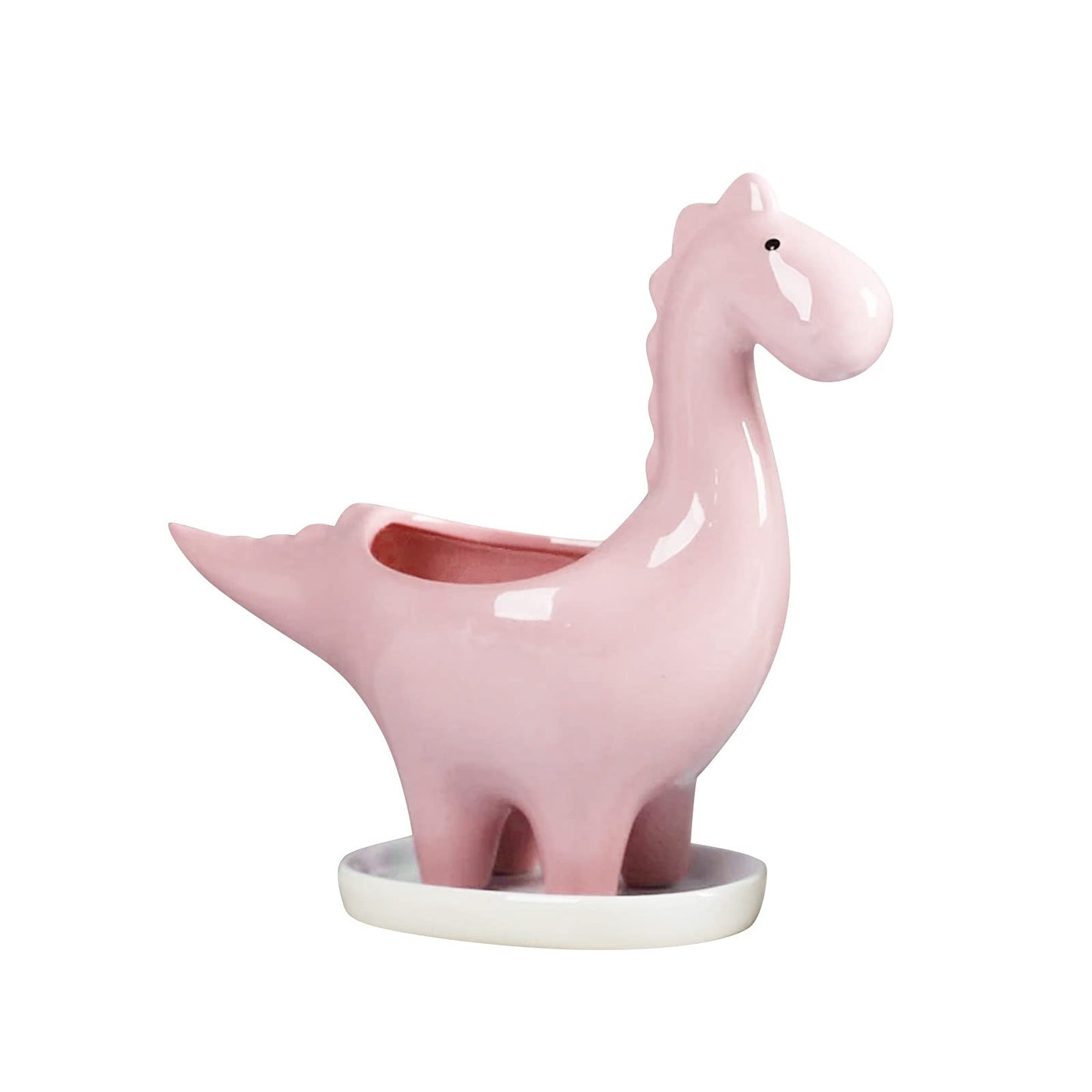 HEALT Ceramic Dragon Succulent Planter Pot with Drainage Holes, Animal Shaped Indoor Air Plants Holder, Flower Pot Cactus Container for Indoor Outdoor Desktop Decoration (Pink)