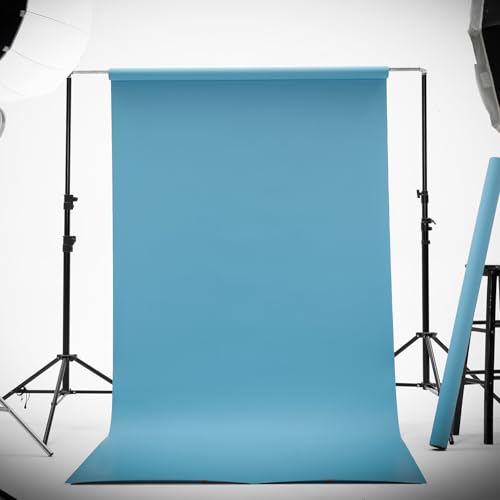 Kate Seamless Paper Backdrop for Photography Solid Blue Backdrop Paper (53''x32.8' Lite Blue) - color: Lite Blue, size: 53''x32.8'
