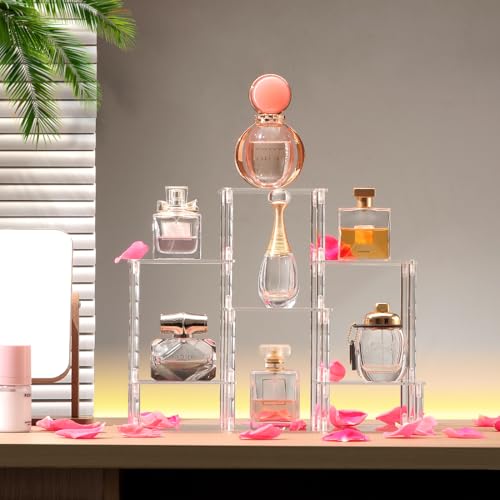 6 Tier Clear Action Figures Display Risers Stand Shelf, Acrylic Display Stands for Collectibles,Pop Figures Holder Perfumes Organizer,Large Rock Risers Rack - color: 6 Tier