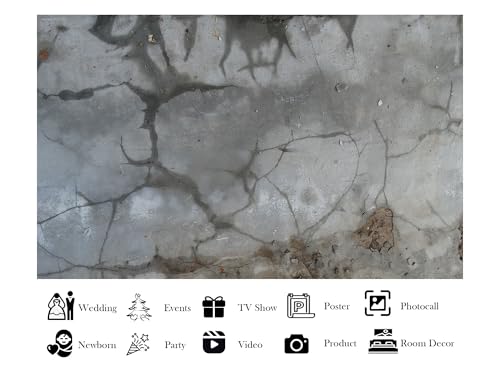 5x5ft Fabric Cracked Concrete Texture Backdrop Weathered Cement Surface Photography Background for Industrial Theme Party Decor Banner Photo Studio Home Wall Hanging Tapestry - size: 5X5ft