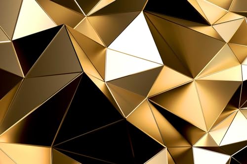 Golden 3D Geometric Lines Wallpaper - Large Wall Murals, Sofa & TV Wallpaper (Non-self-Adhesive) - color: 121, size: 127" x 77"