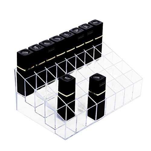 HBlife Lipstick Holder - 40 Space Clear Acrylic Lipstick Organizer Display Stand for Cosmetics, Makeup, Brushes, Bottles and More
