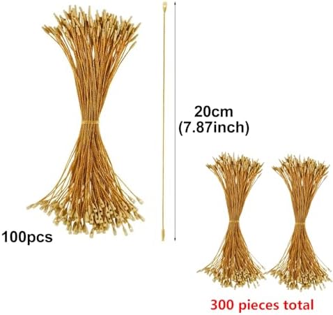 300Pcs Christmas Ornaments Hanger String, Gold Ribbon Ornament Hook Ropes Precut String, with Snaps Locking, for Xmas Ornament Hanging Decorations