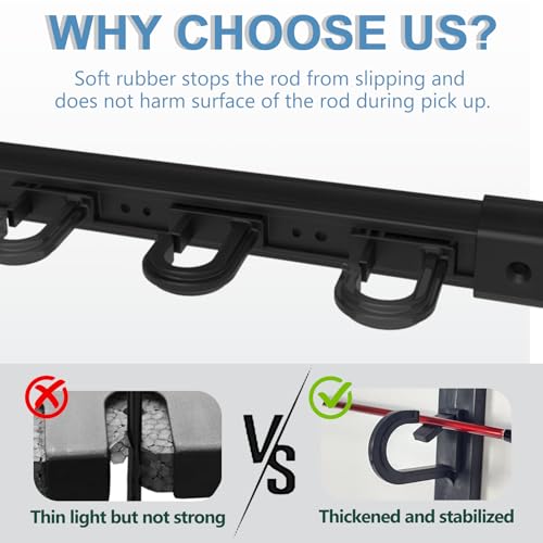 Aventik Fishing Rod Holder for Garage, Ceiling, Wall Mounted Fishing Rod Rack 6 Fishing Pole Storage Vertical/Horizontal Garage Slide Fishing Pole Rack - style: Black