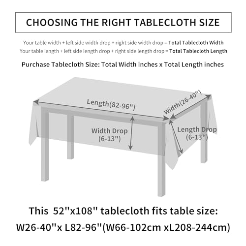 Linen Textured Rectangle Tablecloth, Slubby Lightweight Table Cloth 52 x 108 Inch, Water Resistant Stain Resistant Farmhouse Burlap Table Cover for Kitchen Dining Room - color: Light Grey, size: 108" x 52" (Rectangular) (1 Pack)