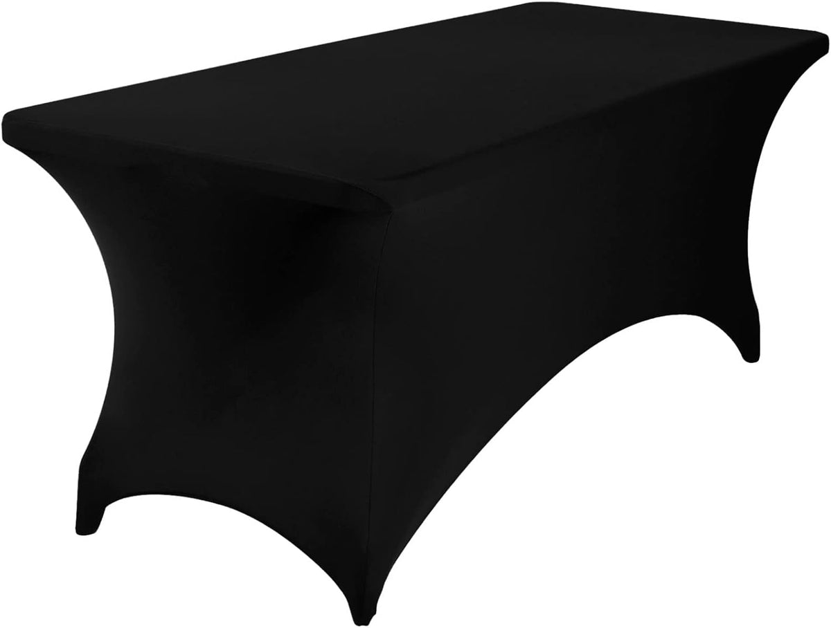 2Pack Spandex Waterproof Rectangular Table Covers, 6FT, Black, Stretchable, Stain Resistant, All-Season, Tablecloth for Party, Wedding, Banquet, Events