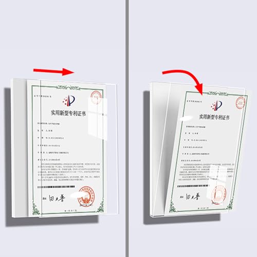Wall Mount Acrylic Sign Holder Self Adhesive Clear Document Picture Display Frame for Office, Store, School, Home, Wall Picture Frame (Horizontal A5 148×210mm/5.83×8.27inches)