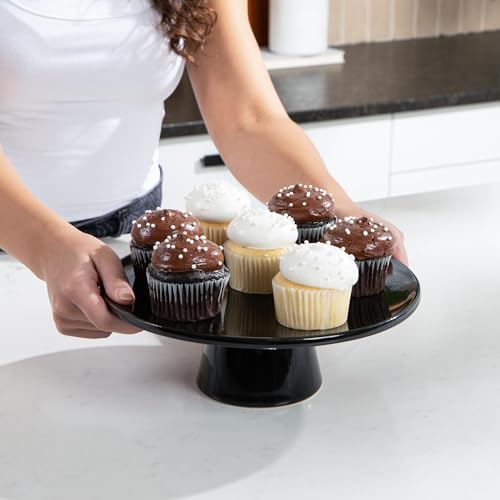 The Cake Stand – 10 Inch Gloss Ceramic Pedestal Cake Stand, Modern Footed Dessert Stand for Cakes, Cupcakes, Cookies & More (Periwinkle) - color: Periwinkle