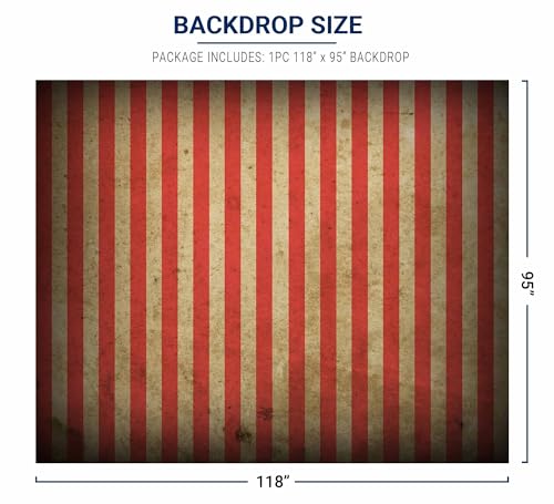 Allenjoy 10x8ft Evil Halloween Circus Carnival Backdrop for Festival Red and White Stripes Yellowing Bloody Splatter Party Decor Horrorible Prom Photography Background Photobooth Studio Portrait Props