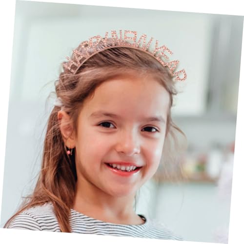 New Year Headbands 2pcs Glitter Party Hair Accessories with Rhinestones, Silver and Rose Gold Colors, Women’s Spring Festival Photo Booth Props