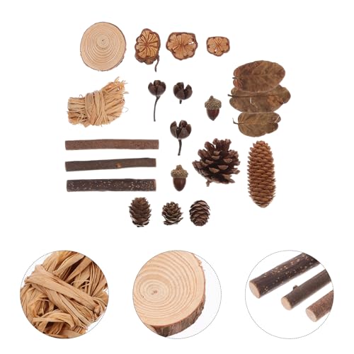 LUOEM Natural Forest DIY Craft Set Rustic Pine Cones Leaves Dried Flowers Ornaments Photo Booth Props Home Decor