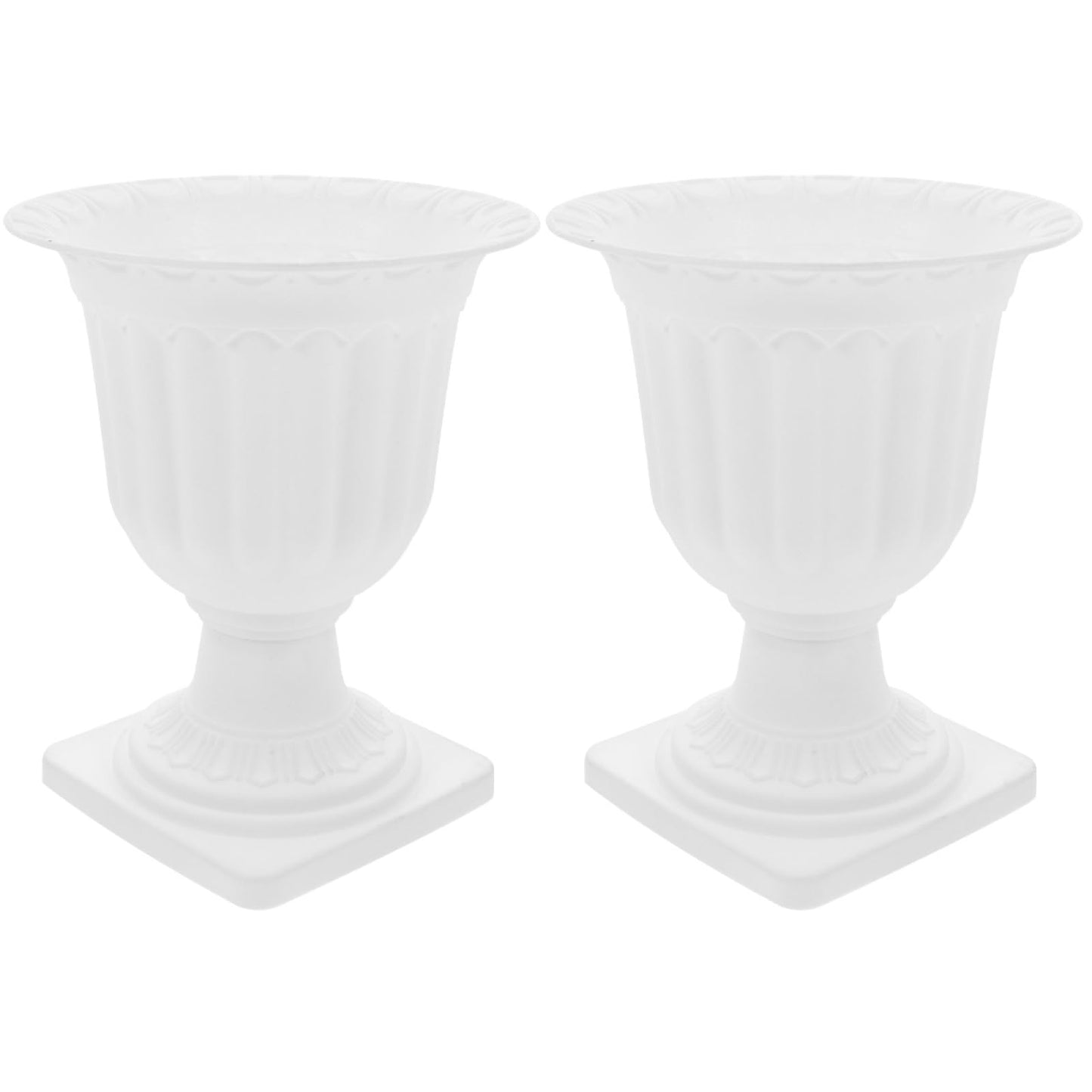 Abaodam 2pcs Urn Planter Flowerpot Flower Stand for Wedding Flower Pots Indoor Front Door Decorations Pots for Plants Tall Planter Outdoor Vase White, 6.7X5.5X5.5in