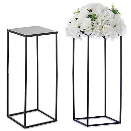 Nuptio Black Vases - 2 Pcs, 23.6 Inch Tall, For Wedding & Home Centerpieces - color: Black, size: 23.6 inch - 2 PCS
