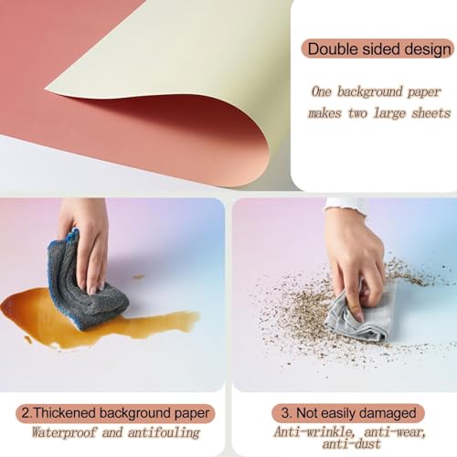 7PCS 14Patterns Product Photography Backdrops with Stand: Flat Lay Seamless 34x23in Gradient Paper Props - Tabletop Photo Backdrop Shoot for Jewelry Cosmetics Food - color: Mondrian gradation color