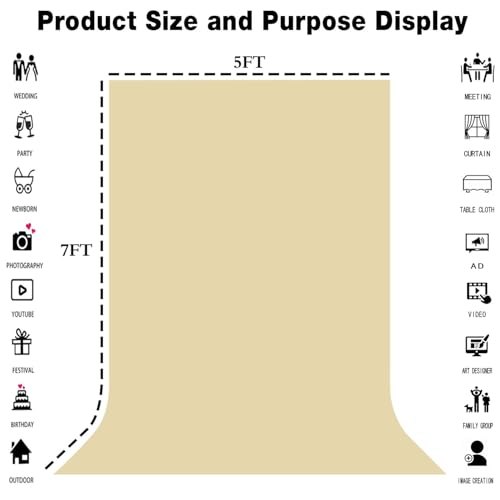 Tan Photo Backdrop for Photoshoot 6x9ft, Zoom Meeting Photography Backdrop Studio Shooting Props - color: Tan, size: 6X9ft
