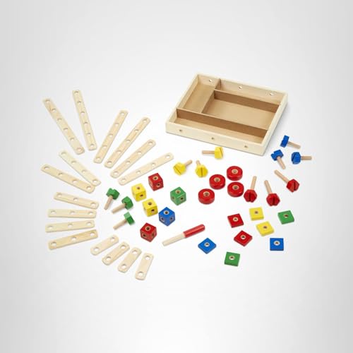 Melissa & Doug Wooden Construction Building Set in a Box (48 pcs)