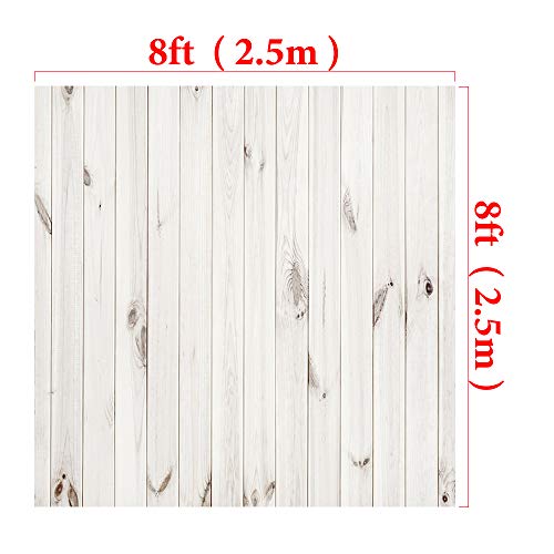 Kate 8x8ft White Wood Photography Backdrop Wooden Pattern Texture Background Studio Photo Props - color: Wood 4, size: 8x8ft