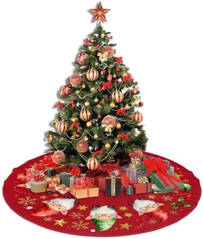 Xmas Gnomes Stars Christmas Tree Skirts 48", Xmas Tree Cloth Mats Trees Skirts for Decor Gift, Home Decoration
