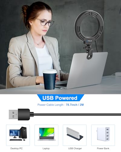 PULUZ Video Conference Lighting Kit, Ring Light for Monitor Clip On Lights, Remote Working, Distance Learning,Zoom Call, Self Broadcasting and Live Streaming, Computer Laptop Video Conferencing