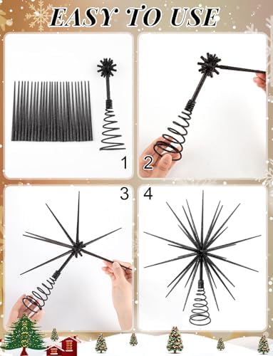 13.7 Inch Black Christmas Tree Topper - 3D Burst Black Tree Topper, Exploding Star Christmas Tree New Year Holiday Tree Decoration