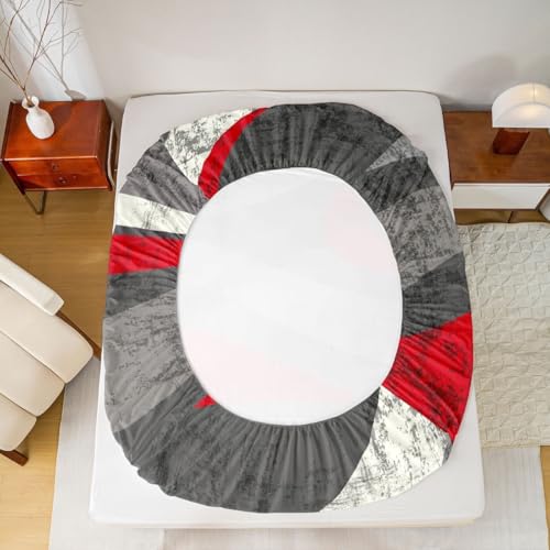 Red and Gray Bed Sheet Set Modern Abstract Art Fitted Sheet for Kids Boys Girls Teens Retro Circle Bedding Set Swirl Bed Cover 3Pcs with 2 Pillow Case Queen Size - color: Multi Aa04, size: Queen