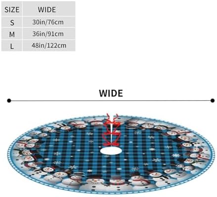 Blue Buffalo Plaid Snowman Christmas Tree Skirts 36", Xmas Tree Cloth Mats Trees Skirts for Decor Gift, Home Decoration