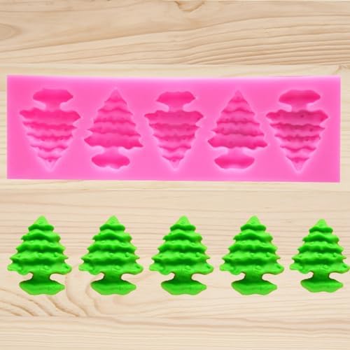 Christmas Silicone Baking DIY Multiple Deco Cake Fond Chocolate Selected Wood These Pend Are Designed for Durability Ensu That They Can Baking Silicone (5 Christmas trees)