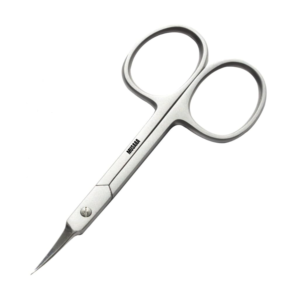 GENERIC Xios Cuticle Scissors Fine Curved Blade Effetient Slim Manicure Scissors for Cuticles Professional Small Scissors with Precise Pointed Tip for Eyebrow Eyelash and Dry Skin (Classic), Silver