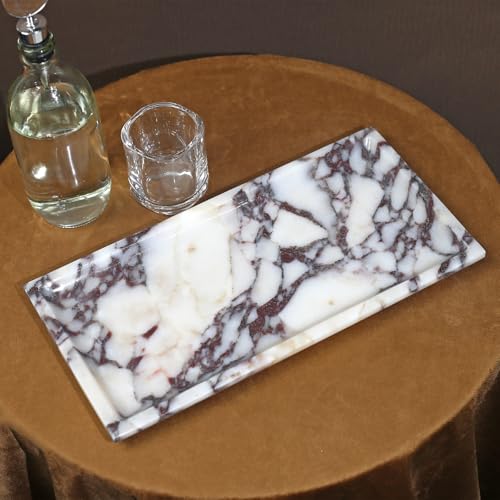 Natural Marble Tray, Coffee Table, Food, Fruit, Paper Cup, Cake Display, Coffee bar, Family Gatherings, Seasonal Holiday Decoration Tray(Viola-rectangle-11 x5 x0.7) - color: Viola-rectangle-11"x5"x0.7"