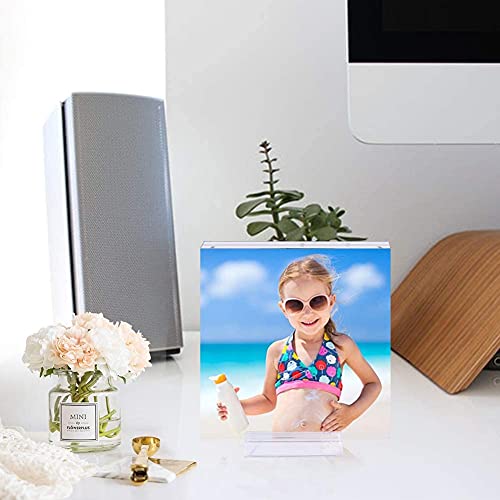 8x8 Acrylic Picture Frame Clear Double Sided Magnetic Picture Frame Desktop Display with Photo Frame Support Stand Best Gift for Family, Baby, Document Photo Frames- Free Soft Microfiber - size: 8x8"-1