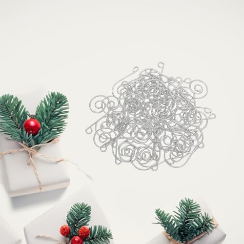 Mikikit 50pcs Stainless Steel S Hooks for Christmas Ornaments and Jewelry Making, Silver Color, Easy Installation, Versatile Use, Simple and Stylish Decorative Hanging Accessories