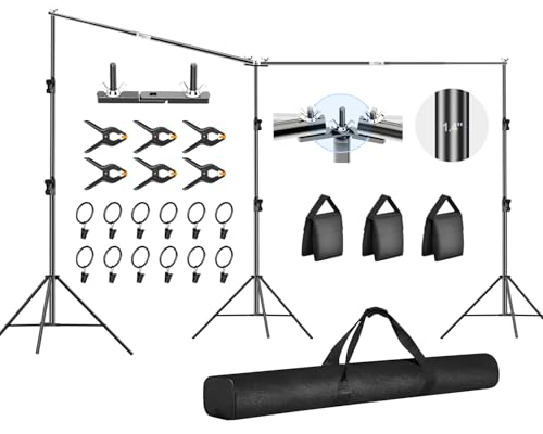 FUDESY 10x20ft Backdrop Stand Heavy Duty Adjustable Photography Background Support System with Angle Rotatable Connector, Spring Clamps, Sandbags, Ring Clips, Carry Bag for Photo Video Studio, Wedding - size: 10x20ft