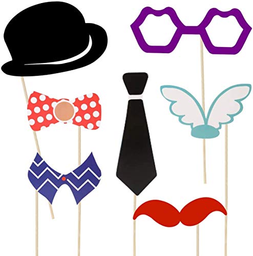 Funny Selfie Props, 89 Pieces with Sticks - Costume Dress Up Accessories for Southwestern, Carnival, Wedding, Birthday Parties