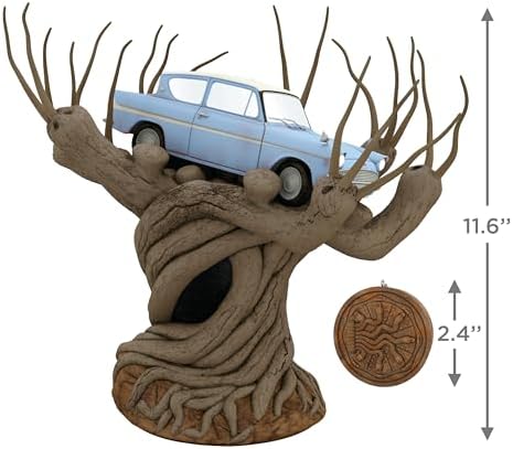 Hallmark Keepsake Christmas Tree Topper, Harry Potter and the Chamber of Secrets Collection Flying Ford Anglia in the Whomping Willow Tree With Light and Sound, Gifts for Harry Potter Fans