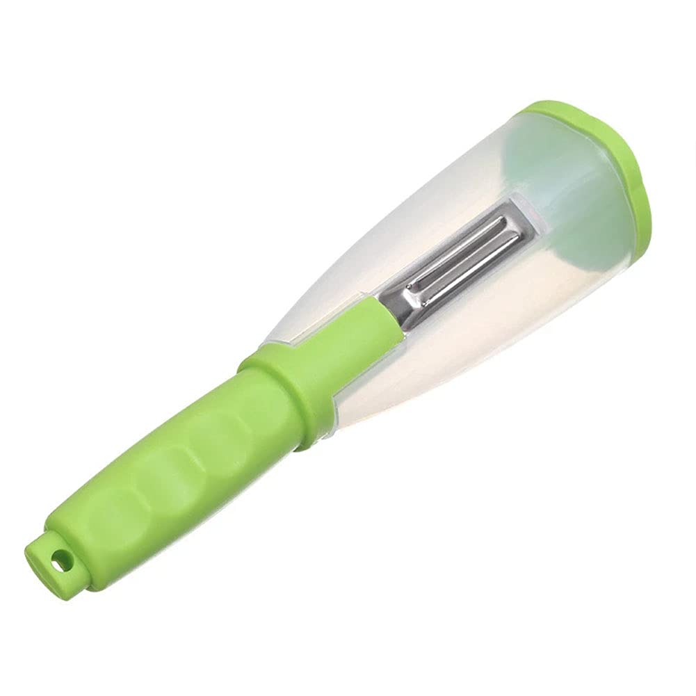 Megqi Multifunctional Storage Type Peeling Knife Peeling Knife With Storage Tube Peeler Peeling Apple Supplies Household Peeling Knife (Green) 21*5.5*5.5